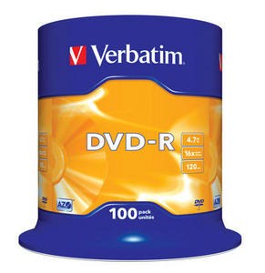 VERBATIM DVD-R(100-Pack)Spindle/General Retail/16x/4.7GB (43549)