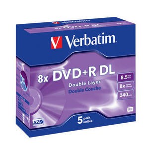 VERBATIM DVD+R(5-pack)DoubleLayer/Jewel/8x/8,5GB (43541)