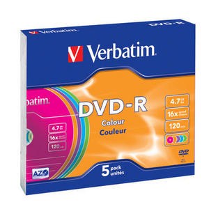 VERBATIM DVD-R(5-Pack)Slim/Colour/16x/4.7GB (43557)