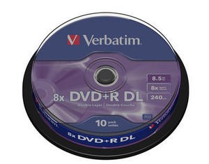 VERBATIM DVD+R(10-pack) Double layer/8x/8.5GB/spindle (43666)