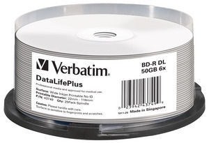 Verbatim BD-R 50GB 6x, printable, cakebox, 25ks (43749)