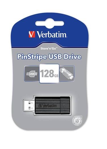 VERBATIM USB Flash Disk Store 'n' Go PinStripe 128GB - Black 49071