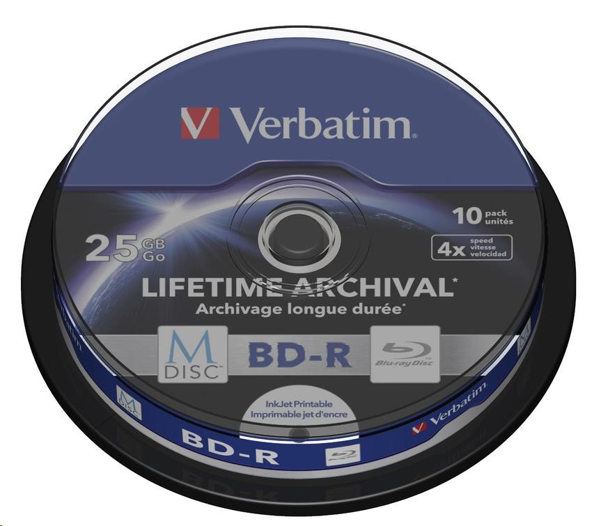 VERBATIM MDisc BD-R(10-pack)Spindle/4x/25GB (43825)