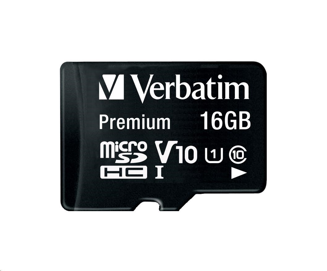 VERBATIM Premium U1 Micro SecureDigital SDHC/SDXC 16GB + SD Adaptér (44082)