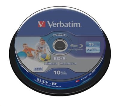 VERBATIM BD-R SL Datalife (10-pack)Blu-Ray/Spindle/6x/25GB Wide Printable (43804)