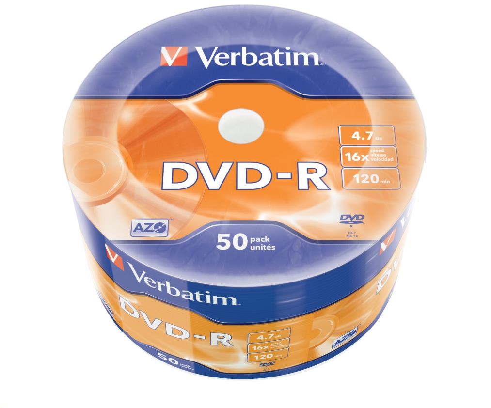 Verbatim DVD-R 4,7GB 16x WRAP Bulk, 50ks (43788)