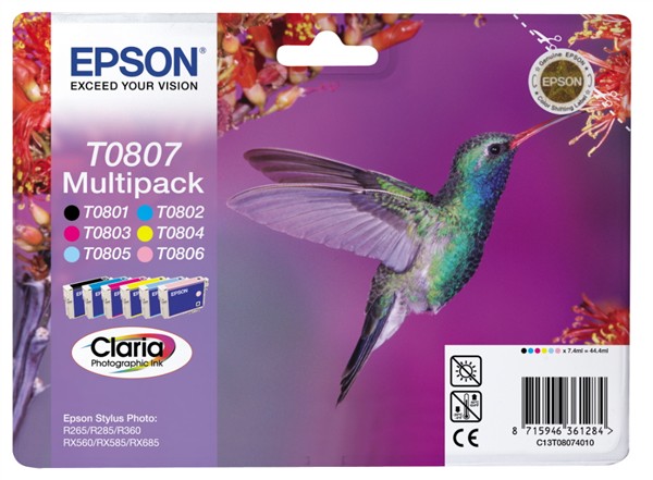 EPSON ink čer+bar CLARIA Stylus Photo R265/ RX560/ R360 - photo multipack (C13T08074011)