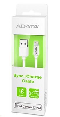 ADATA Sync & Charge Lightning kabel - USB A 2.0, 100cm, plastový, bílý AMFIPL-1M-CWH