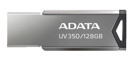 ADATA Flash Disk 128GB UV350, USB 3.2 Dash Drive, tmavě stříbrná textura kov AUV350-128G-RBK