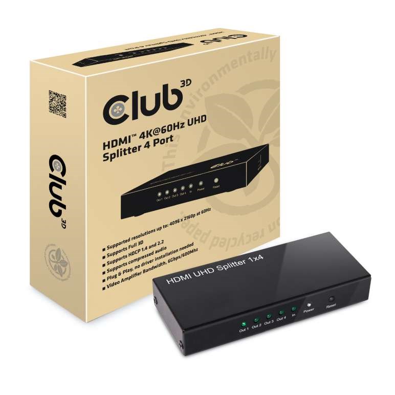 Club3D Video splitter 1:4 HDMI 2.0 4K60Hz UHD, 4 porty CSV-1380