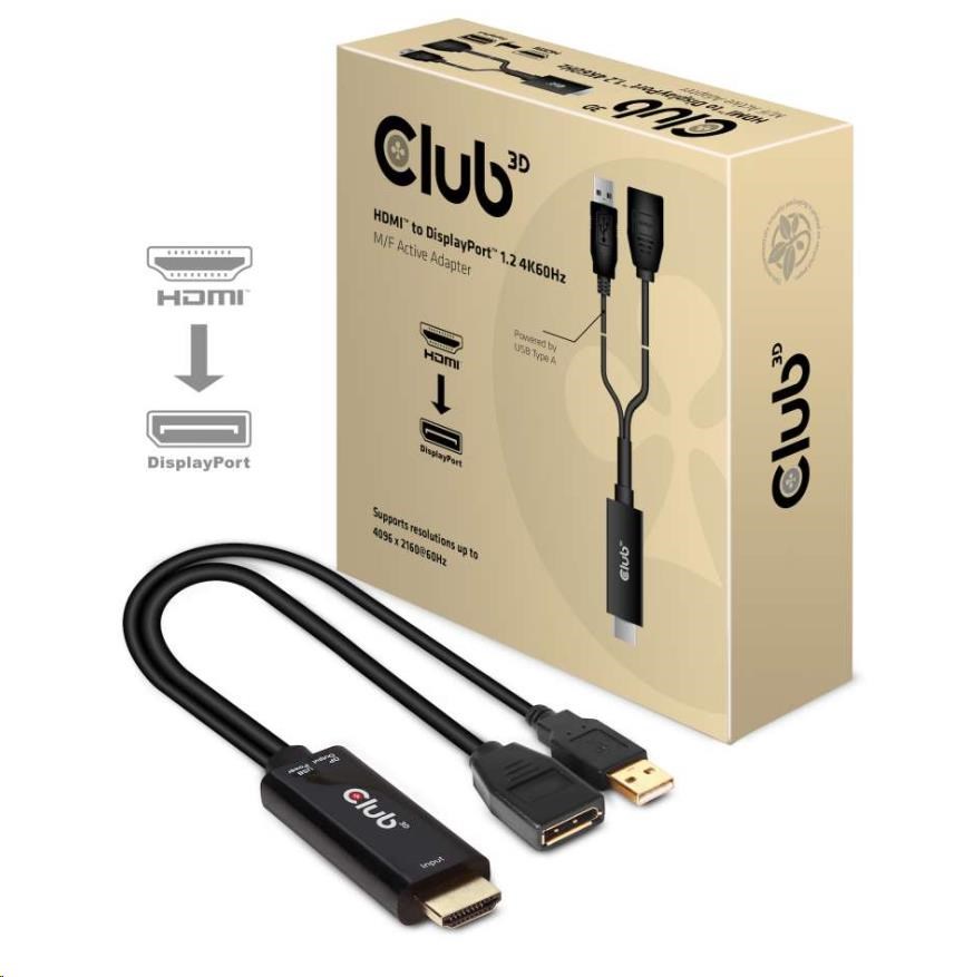 Club3D adaptér aktivní HDMI na DisplayPort 4K60Hz, M/F CAC-1331