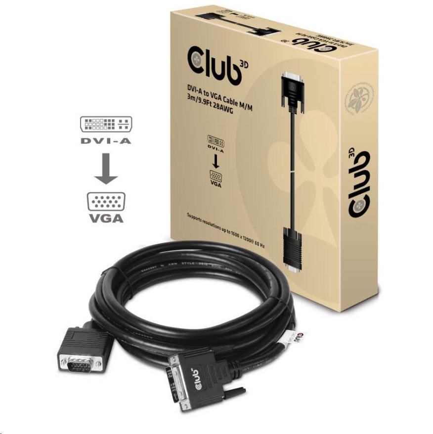 Club3D kabel DVI-A na VGA, 3m, 28 AWG CAC-1243