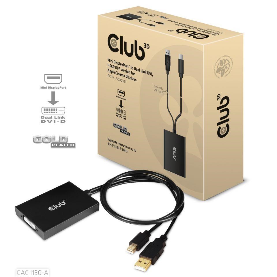 Club3D adaptér Mini DP na Dual Link DVI, HDCP OFF version for Apple Cinema Displays Active Adapter CAC-1130-A