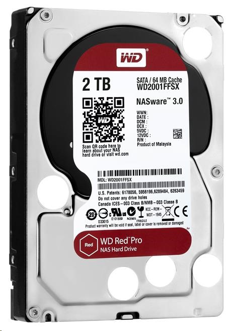 WD RED Pro NAS WD2002FFSX 2TB, SATA III 3.5", 64MB 7200RPM, 164MB/s, CMR