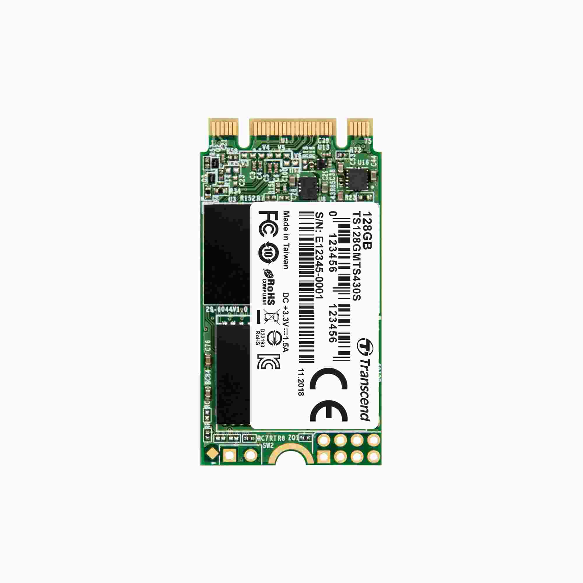 TRANSCEND Industrial SSD MTS430S 128GB, M.2 2242, SATA III 6Gb/s, TLC TS128GMTS430S