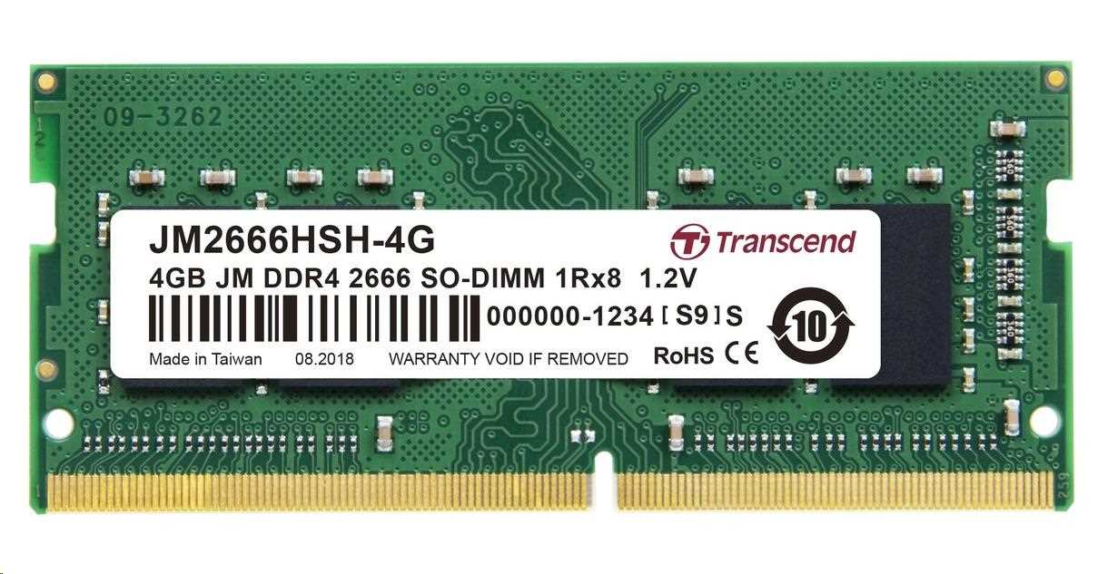 SODIMM DDR4 4GB 2666MHz TRANSCEND 1Rx8 512Mx8 CL19 1.2V TS2666HSH-4G