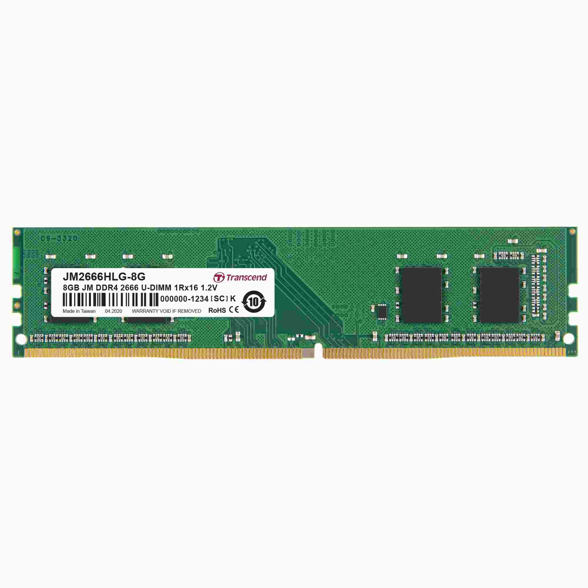 DIMM DDR4 8GB 2666MHz TRANSCEND 1Rx16 1Gx16 CL19 1.2V JM2666HLG-8G