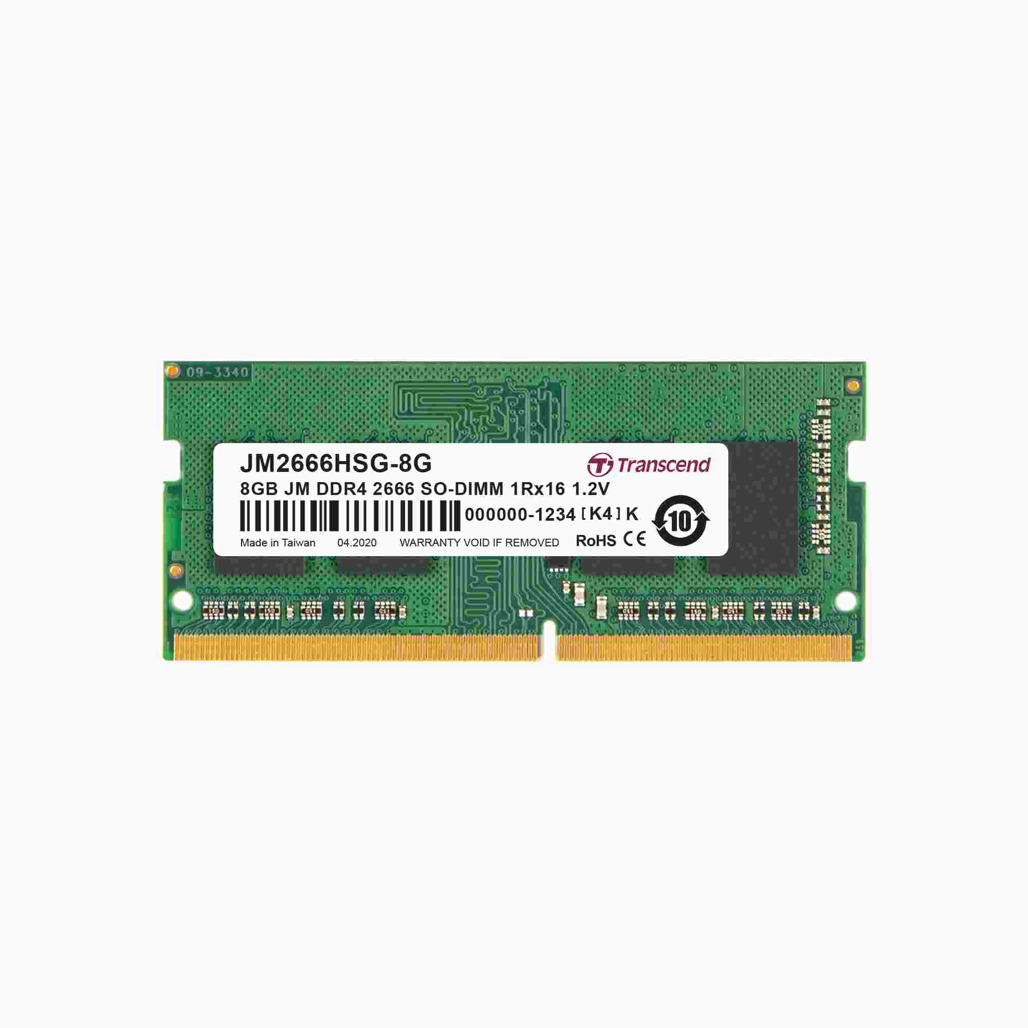 SODIMM DDR4 8GB 2666MHz TRANSCEND 1Rx16 1Gx16 CL19 1.2V JM2666HSG-8G