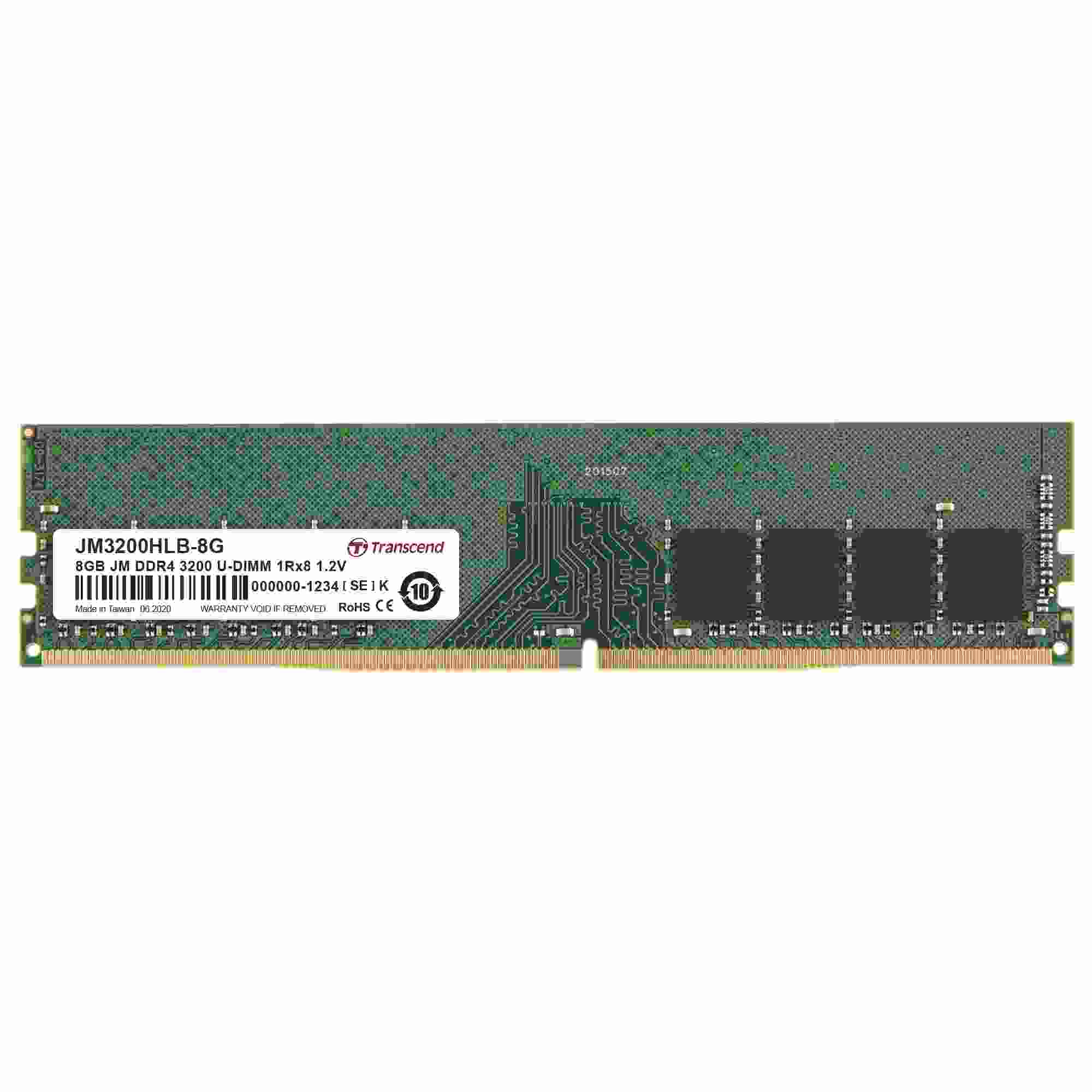 DIMM DDR4 8GB 3200Mhz TRANSCEND U-DIMM 1Rx8 1Gx8 CL22 1.2V JM3200HLB-8G