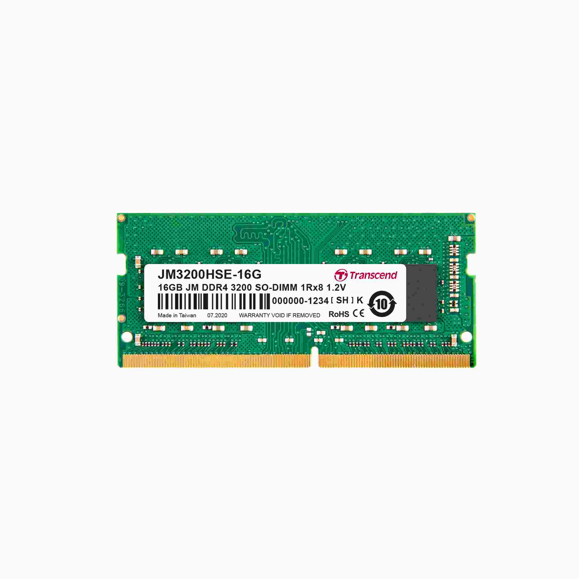 TRANSCEND SODIMM DDR4 16GB 3200MHz  1Rx8 2Gx8 CL22 1.2V JM3200HSE-16G