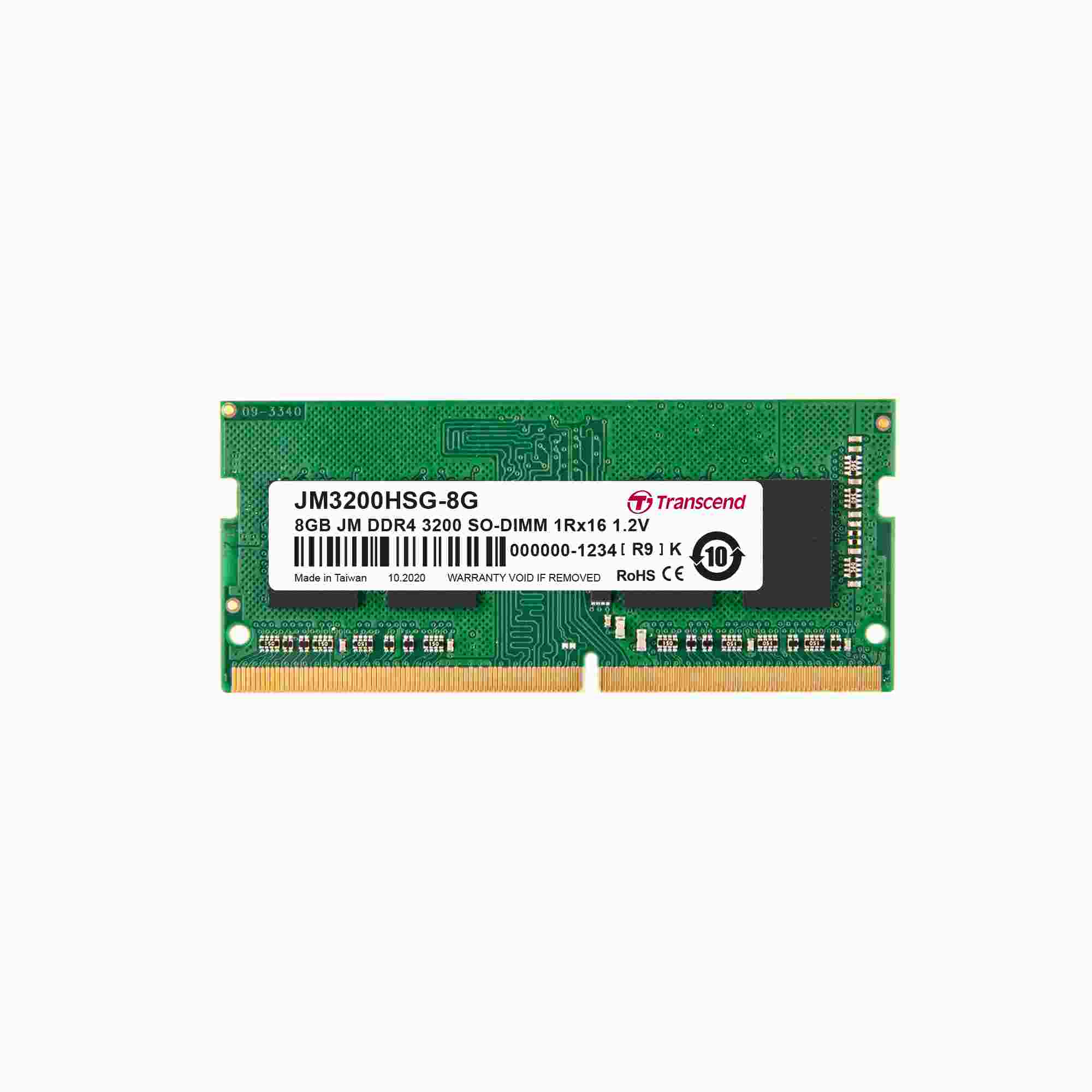 TRANSCEND SODIMM DDR4 8GB 3200MHz  1Rx16 1Gx16 CL22 1.2V JM3200HSG-8G