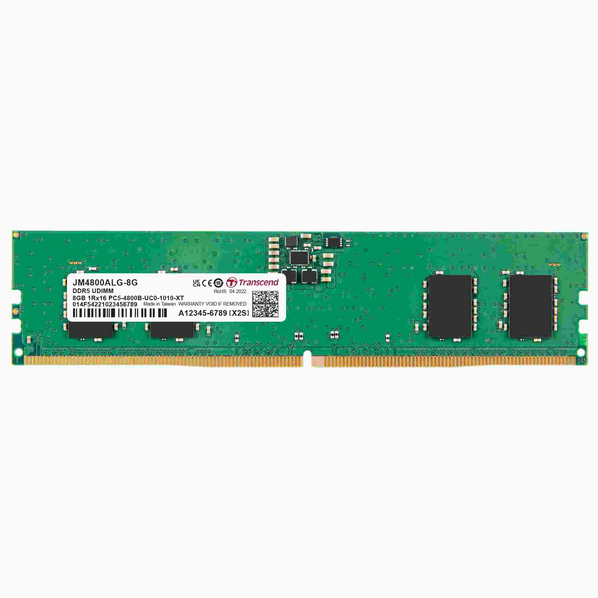 TRANSCEND DIMM DDR5 8GB 4800MHz 1Rx16 1Gx16 CL40 1.1V JM4800ALG-8G