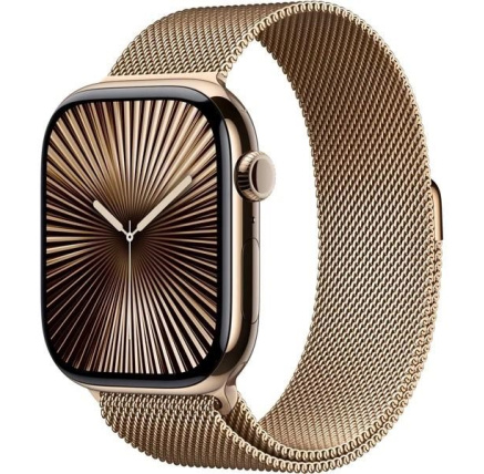 Apple Watch Series 10 GPS + Cellular 46mm Gold Titanium Case with Gold Milanese Loop - S/M