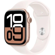 Apple Watch Series 10 GPS + Cellular 42mm Rose Gold Aluminium Case with Light Blush Sport Band - S/M