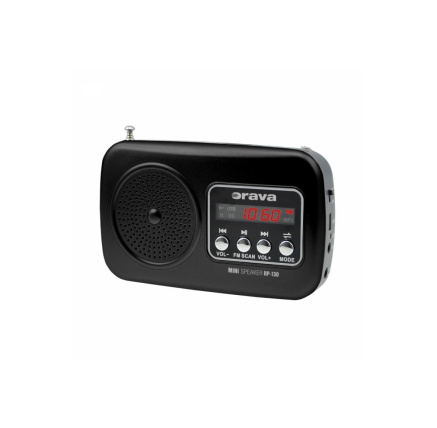 Orava RP 130 přenosný rádiopřijímač, SD Karta, výstup na sluchátka, LED displej, FM rádio, USB, AUX vstup, černý