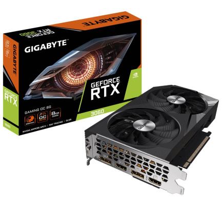 BAZAR - GIGABYTE VGA NVIDIA GeForce RTX 3060 GAMING OC 8G LHR Rev. 2.0, RTX 3060 LHR, 8GB GDDR6, Rozbaleno (Kompletní)