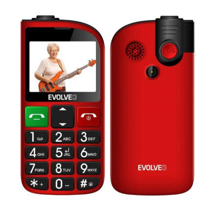 EVOLVEO Mobilní telefon pro seniory s nabíjecím stojánkem EasyPhone FL, červená