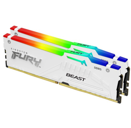 BAZAR KINGSTON DIMM DDR5 32GB (Kit of 2) 6000MT/s CL40 FURY Beast Bílá RGB XMP (ROZBALENO)