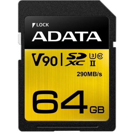 ADATA SDXC karta 64GB UHS-I U3 Class 10, Premier One (R: 290MB / W: 260MB)