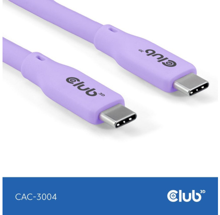 Club3D Kabel USB-C 4.0, 20Gbps, 4K60Hz, PD 240W, 2m, fialová