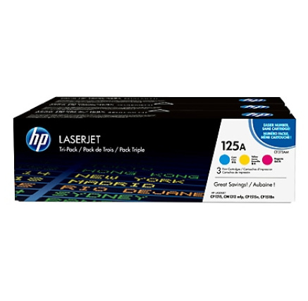 HP 125A CMY 3-pack LJ Toner Cart, CF373AM (1,400 / 1,400 / 1,400 pages)