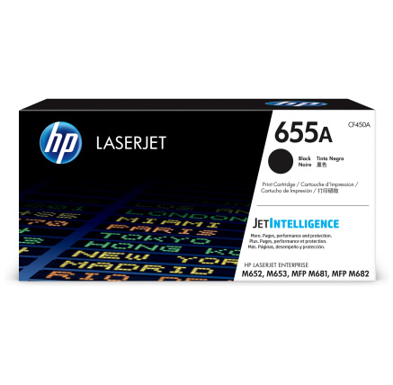 HP 655A Black Original LaserJet Toner Cartridge (CF450A) (12,500 pages)