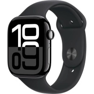 Apple Watch Series 10 GPS + Cellular 46mm Jet Black Aluminium Case with Black Sport Band - S/M