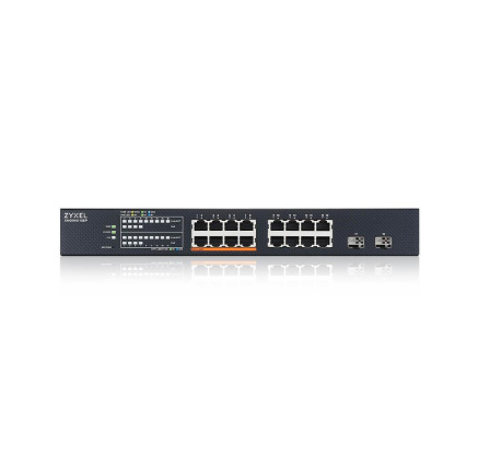 Zyxel XMG1915-18EP, 16-port 2.5GbE, 2 SFP+, 8 x PoE++ 180W  Smart Switch, hybird mode, standalone or NebulaFlex Cloud