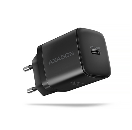 AXAGON ACU-PD20, nabíječka do sítě 20W, 1x port USB-C, PD3.0/PPS/QC4+/AFC/Apple, černá