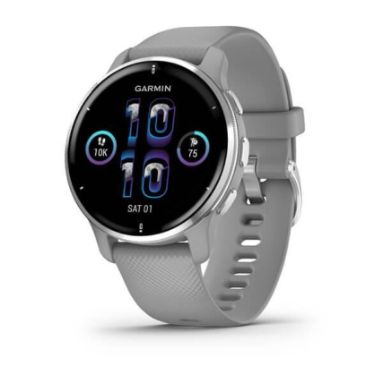 BAZAR - Garmin Venu 2 Plus, nerezová luneta Silver, pouzdro Gray, silikonový řemínek, EU - Po opravě (Bez příšlušenství)