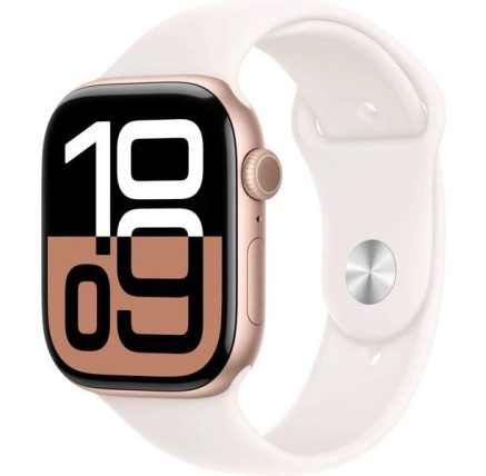 Apple Watch Series 10 GPS + Cellular 46mm Rose Gold Aluminium Case with Light Blush Sport Band - M/L