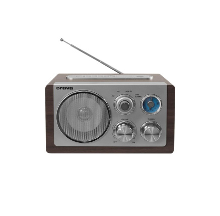 Orava RR-29 A rádio, 1 x 3,5W, AM / FM rádio, USB, AUX vstup, SD karta, hnědá / stříbrná