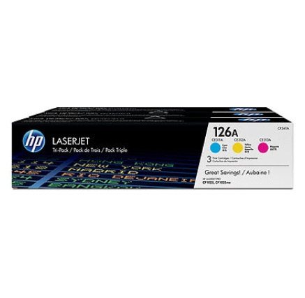 HP 126A CMY 3-pack LJ Toner Cart, CF341A (1,000 / 1,000 / 1,000 pages)