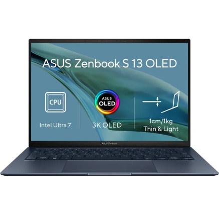 ASUS NTB Zenbook S 13 OLED (UX5304MA-OLED008X), Ultra 7 155U, 13.3" 2880 x 1800, 32GB, 1TB SSD, IrisXe, W11 Pro, Blue