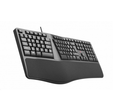 C-TECH Klávesnice KB-113E USB, ERGO,  černá, CZ/SK