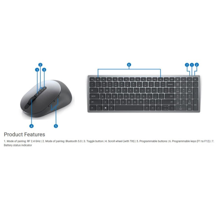 DELL Multi-Device Wireless Keyboard and Mouse - KM7120W - Czech/Slovak