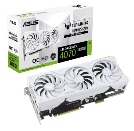 ASUS VGA NVIDIA GeForce RTX 4070 Ti SUPER TUF GAMING BTF WHITE OC 16G, 16G GDDR6X, 3xDP, 2xHDMI