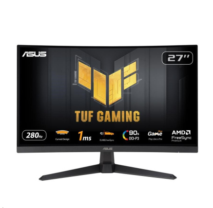 ASUS LCD 27" VG27VQM1B TUF Gaming 1920x1080, Full HD, Curved, 280Hz, ELMB, FreeSync, 1ms, 90% DCI-P3, HDMI, DP,VESA