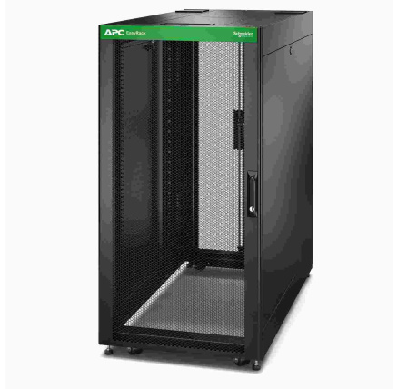 APC Easy Rack 600mm/24U/1000mm, with Roof, Side panel, castors, feet and 4 Brackets, No Bottom, black