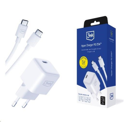 3mk síťová nabíječka Hyper Charger PD 25W + kabel USB-C